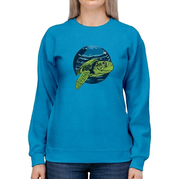 Cool Sea Turtle Logo Art Sweatshirt Women -Image by Shutterstock, Female Large