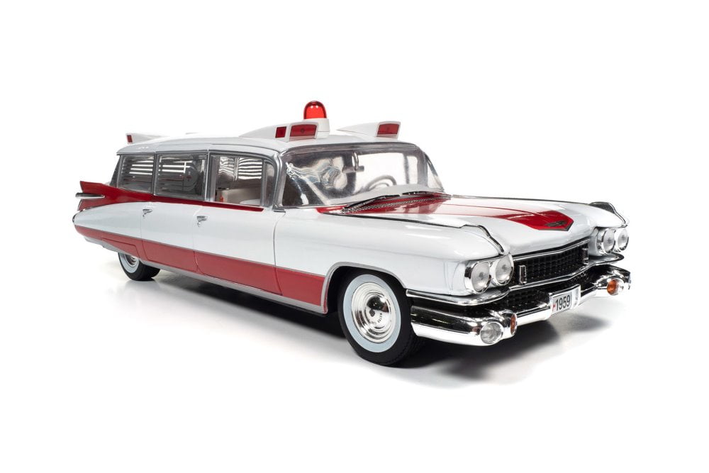 1959 Cadillac Eldorado Ambulance, White /Red - Auto World AW302 