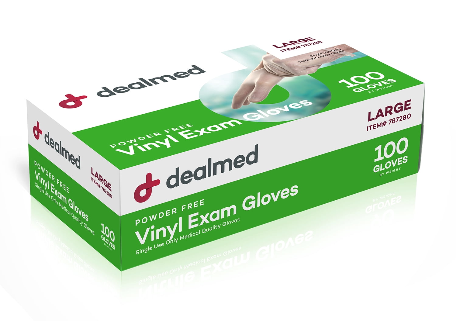 Dealmed Vinyl Medical Exam Gloves, Disposable, Non-Irritating, Latex-Free for First Aid and Medical Facilities, Clear (Large, Case of 1000)