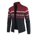 thumbnail image 2 of Womens Cardigans Men's Mixed Color Knitted Single Breasted Pocket Decorative Lapel Cardigan Coat on Clearance, 2 of 4