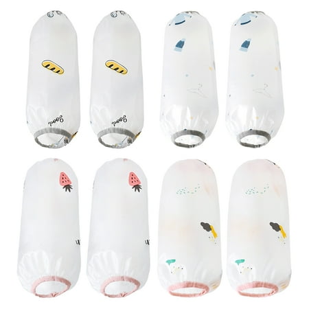 

4 Pairs Transparent Cloud Fruit Printing Elastic Arm Covers Waterproof Arm Sleeves Dust-proof Oversleeve Household Cuff Guard Ki