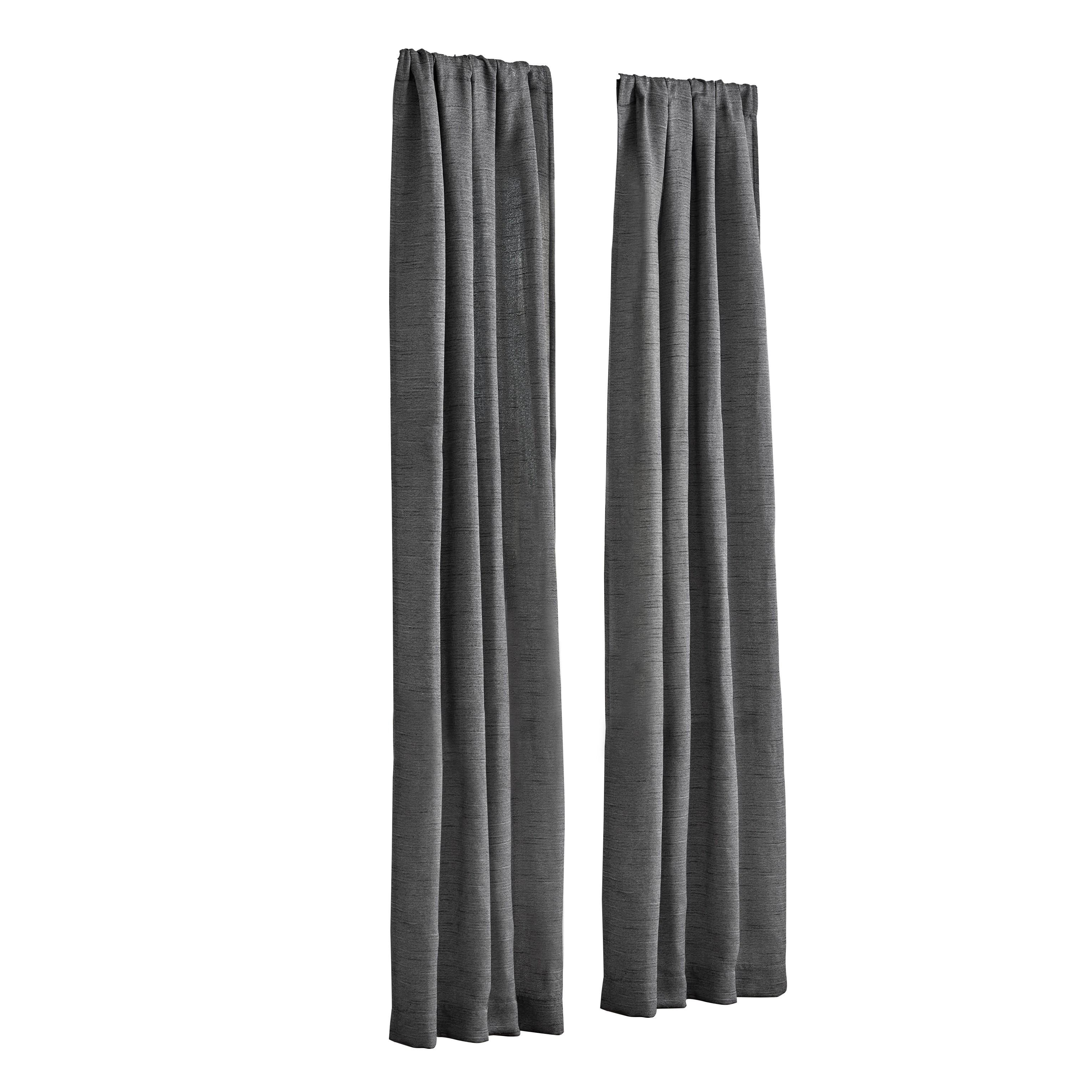 Mainstays Como Textured Light Filtering Indoor Indoor Curtain Panel Pair, Set of 2, 37” W x 84”L, Black