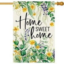 Spring Summer Sunflower House Flag 28 x 40 Inch Double Sided Burlap Home Sweet Home Yellow Green Daisy Floral Seasonal Large Yard Flag Summer Holiday Seasonal Outdoor Outside Decoration