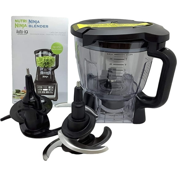 Genuine Ninja OEM 64oz (8 Cup) Food Processor Bowl Locking Lid Blade Kit for BN801 BL910 BL680 BL681 BL682 BL640 BL641 BL642 Blender
