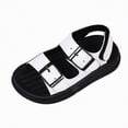 thumbnail image 3 of TOWED22 Toddler Girls Boys Sandals Adjustable Straps Kids Sandals Lightweight Non-slip Soft Sole Baby Kids Summer Shoes Beach Pool Outdoor(White,8), 3 of 5