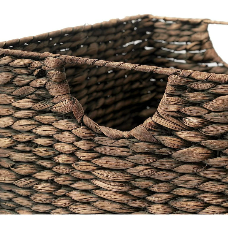 Artera Wicker Storage Basket - Set of 3 Woven Seagrass Baskets with Lid and  Handle for Organizing, Large Rectangular Natural Nesting Storage Bins for