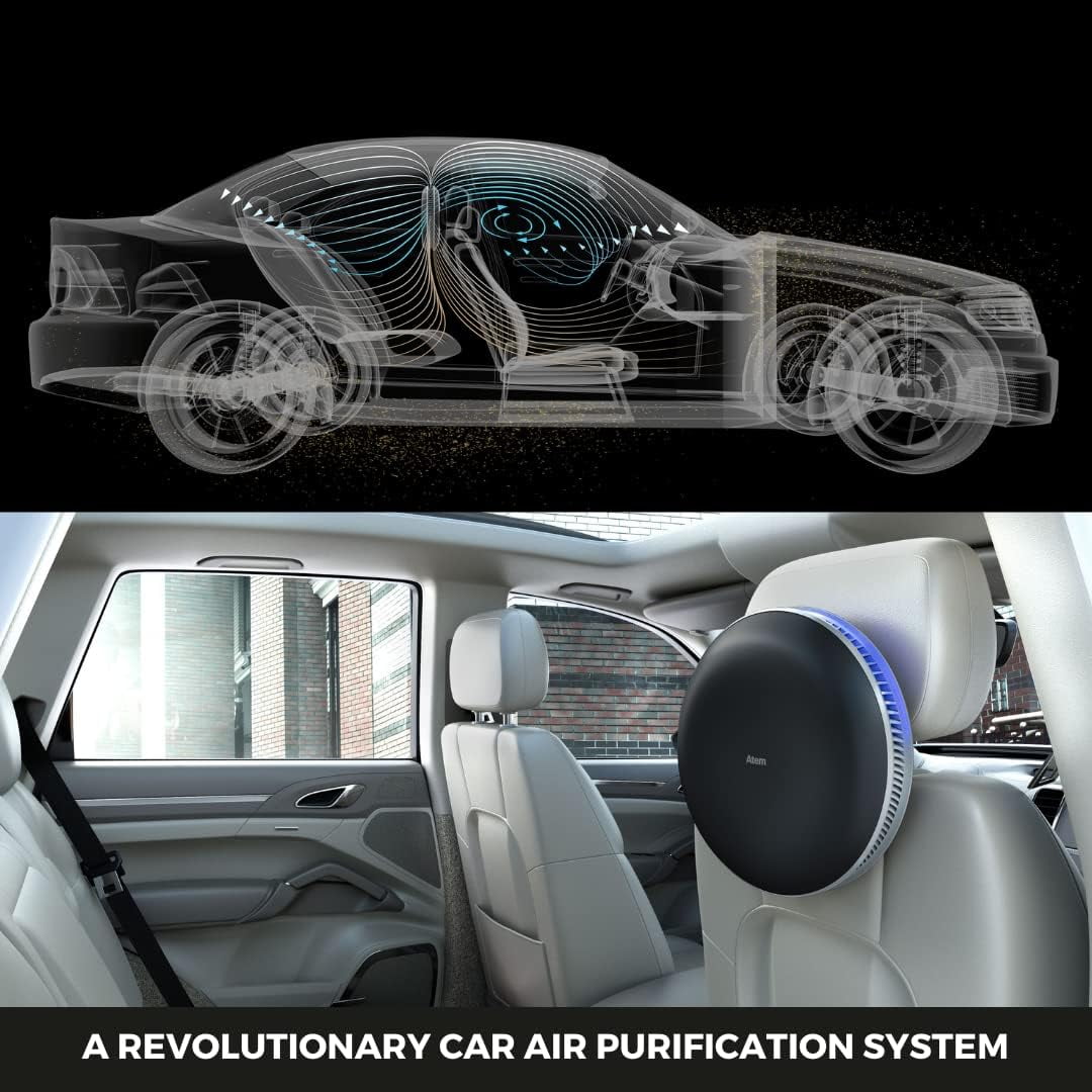 IQAir Atem Car Portable HEPA Air Purifier, Filters for Pollution, Odors, Gases, Car Fumes, and Asthma, Great for Travel or Daily Commute