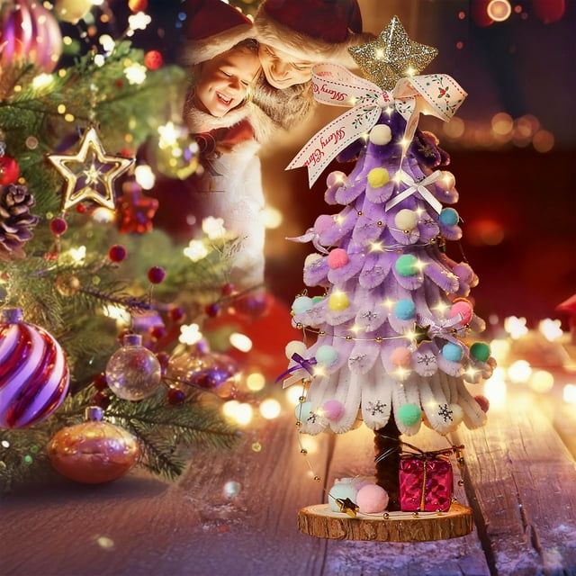 mfyjkho Adornos navideños de plástico con palitos retorcidos para árbol de Navidad|31,5 x 8,5 x 8,5 cm|incluye letrero navideño|luces