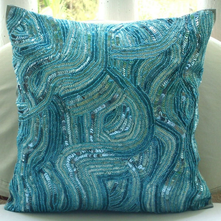 Blue pillow covers 16x16 sale