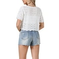 thumbnail image 3 of INSPIRE CHIC Crochet Cardigan for Women's Summer Tie Front Hollow Out Short Sleeve Crop Shrug M White, 3 of 6