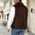 thumbnail image 3 of Ceisia Mens Faux Fur Sleeveless Vest Open Front Warm Thick Furry Waistcoat Winter Party Street Casual Outerwear Gilet For Men Brown M Gift, 3 of 6