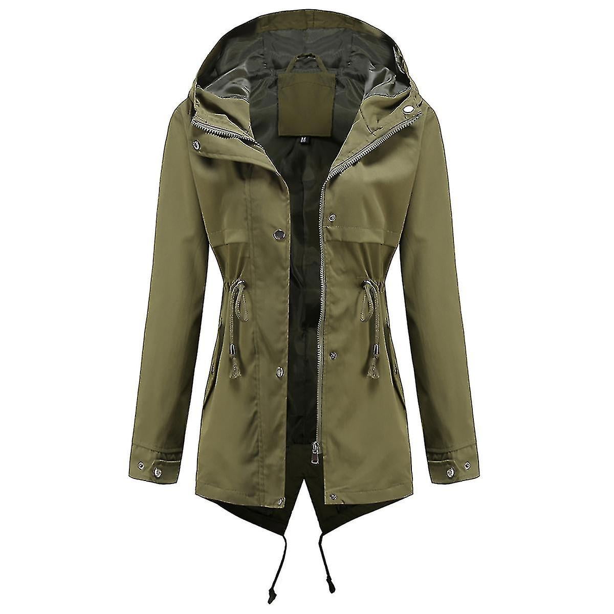 Veste Anorak Militaire Safari a Fermeture Eclair pour Femmes avec Capuche et Cordon de Serrage