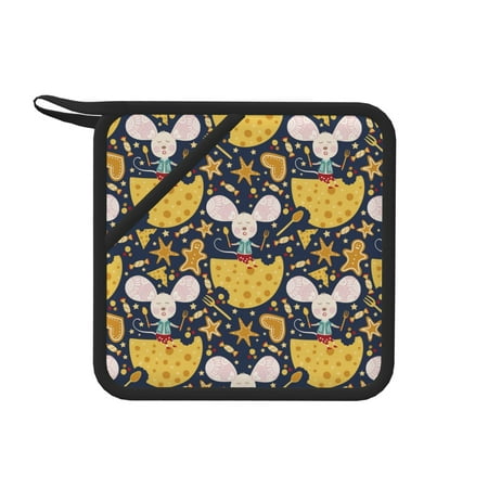 

Sikiie Mouse Cheese Pot Holders Kitchen Insulation Mats Heat Resistant Pot-Holder Oven Anti-Scald Pads for Cooking Baking 7.1*7.1inch