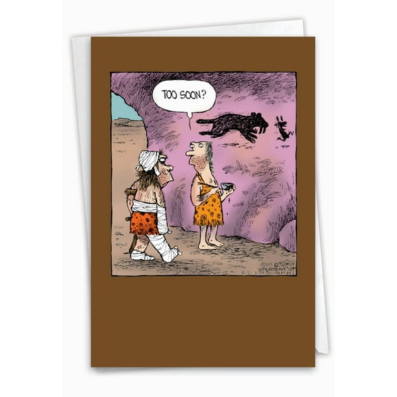 1 Funny Birthday Card with Envelope - Caveman Drawing C6364BDG