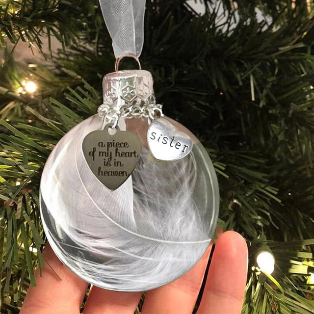 Adornos navideños Angel Feathers Ball Un pedazo de mi corazón está en el cielo Memorial Wmkox8yii gf9274