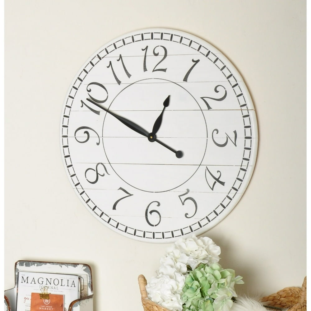 BrandtWorks Oversized Farmhouse Wall Clock Bright White 30 x 30