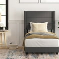 thumbnail image 4 of Taylor & Logan Upholstered Platform Bed with Wingback Headboard Gray - Full, 4 of 5