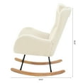 thumbnail image 5 of Rocking Chair Nursery with High Backrest, Adjustable Headrest & Pocket,Teddy Upholstered Rocker Glider Chair with Anti-Skid Pad for Nursery,Bedroom,Living Room,Offices,Rubber Wood,Beige, 5 of 9