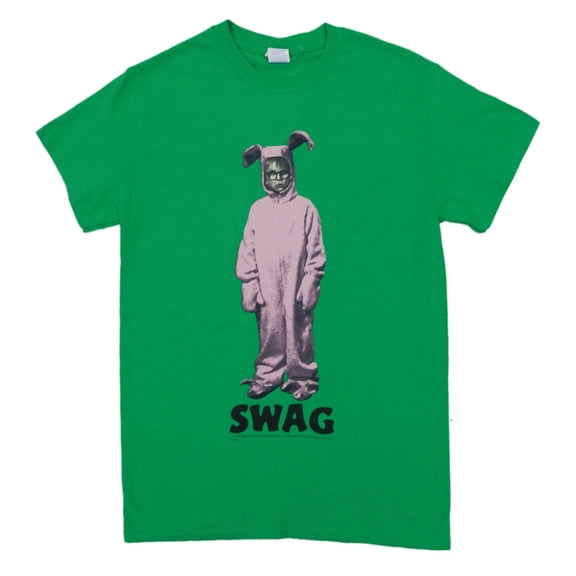 A Christmas Story Mens Green Ralphie Bunnie Suit Swag T-Shirt Small