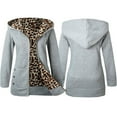 thumbnail image 2 of Puntoco Plus Size Coat Clearance,Womens Warm Faux Coat Jacket Winter Leopard Long Sleeve Outerwear Gray, 2 of 8