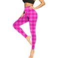 thumbnail image 4 of QATAINLAV Plaid Yoga Leggings for Women High Waisted Butt Lift Fitness Gym Legging Pants Tummy Control Full Length Tight Stretch Leggings Hot Pink XXL, 4 of 7