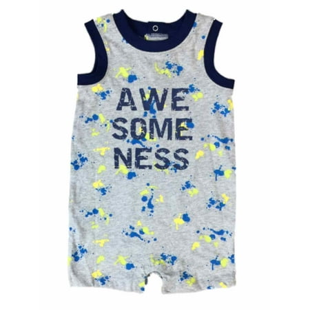 Awesome Outfit - Infant Boys Gray Awesome Ness Tank Top Bodysuit Baby Outfit Blue Creeper