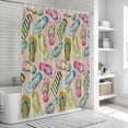 thumbnail image 6 of Summer Slippers Shower Curtain, Waterproof Shower Curtains for Bathroom, Watercolor Flip Flops Ocean Beach Light Brown Washable Fabric Bathtub Curtain Set Bath Decor with 12 Hooks Standard 72"x72", 6 of 8