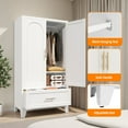 thumbnail image 4 of WARMMUSE  60" Tall Armoire Wardrobe Closet, Wardrobe Cabinet with 1 Drawer & Hanging Rod, 2 Doors, Armoire Wardrobe Closet with Shelf for Bedroom, Office, Laundry Room,Entryway ,Foyer, Guesthouse, 4 of 16