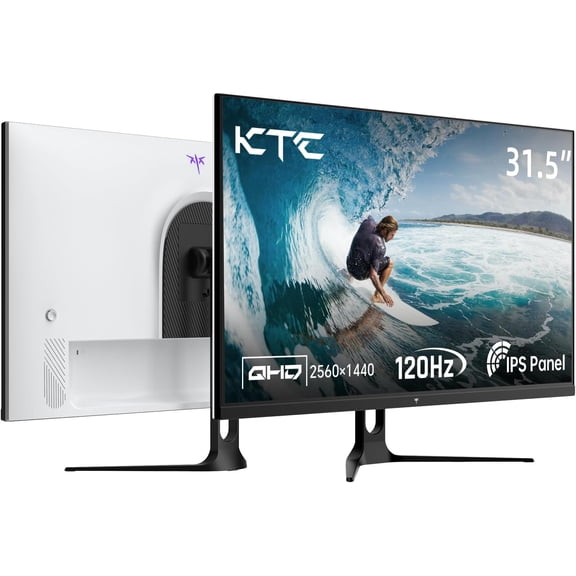 Restored KTC H32D6 32" Computer Monitor 2K - 1440P IPS Monitor 120Hz, Adaptive Sync, 109% sRGB, HDR10, Eye Care, HDMI Displayport, Tilt, VESA Compatible for Home Office Gaming, White (Refurbished)