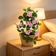 thumbnail image 2 of Artificial Phalaenopsis Branch, Faux Butterfly Orchid Stem with Green Leaves, Fake Floral Pick for Vase Bouquet Wall Indoor Home Decor Purple, 2 of 5