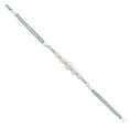 thumbnail image 3 of Gem Stone King 925 Sterling Silver and 10K Yellow Gold Cultured Freshwater Pearl and White Lab Grown Diamond Bracelet for Women (Round 5.5mm-7.5mm Pearls, 7.5 inches, Made in Italy), 3 of 4
