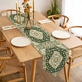 thumbnail image 3 of Vintage Ethnic Floral Table Runner 60 Inches Long Retro Green Classical Bohemian Style Table Runners for Dining Room Tabletop Dresser Scarf Home Party Banquet Wedding Holiday Decoration, 3 of 9