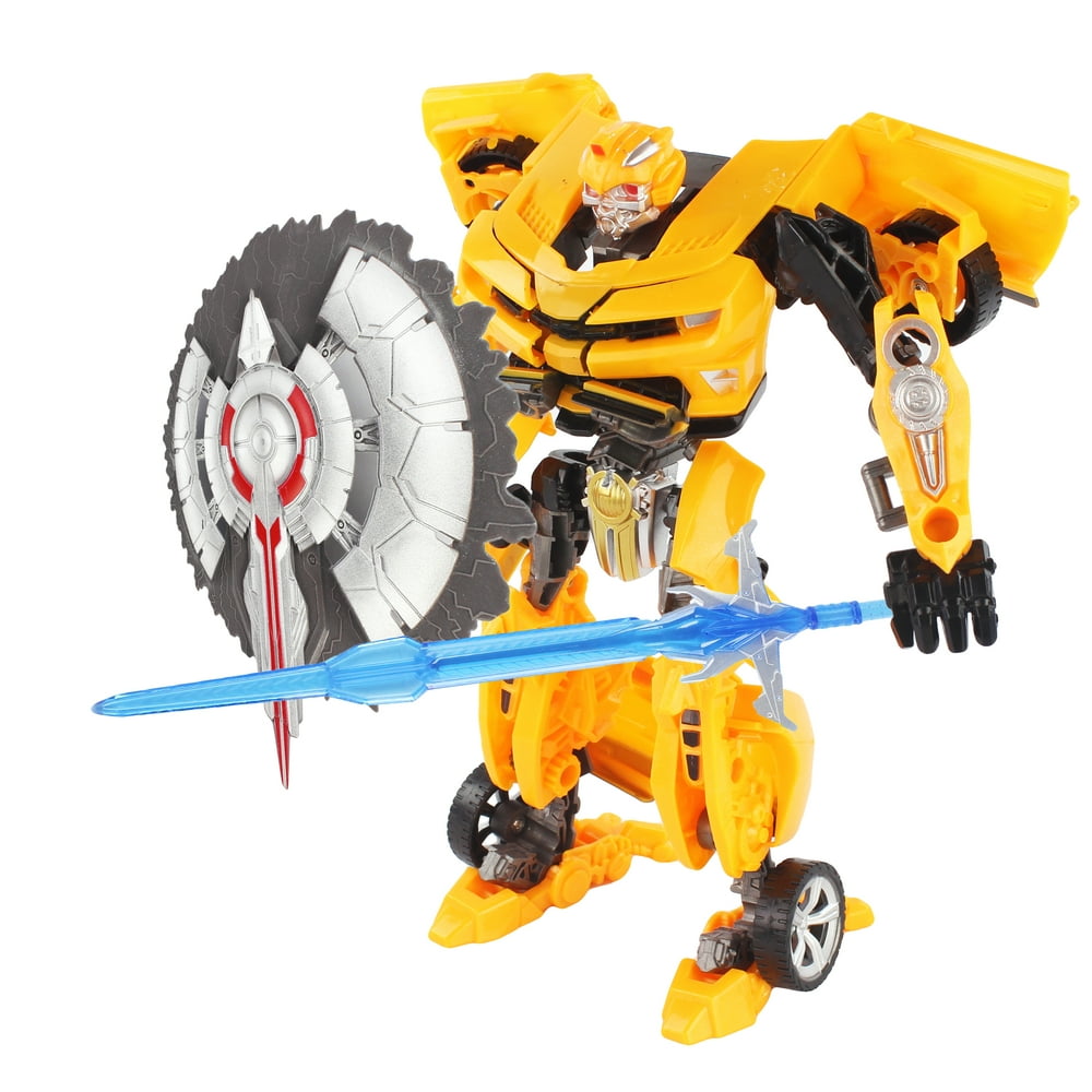 Transforming Robot / Yellow Chevy Coupe Sports Car Action Figure with Transforming Action Combat
