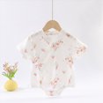 thumbnail image 2 of KPOPLK Newborn Baby Girl Summer Clothes Striped Short Sleeve Bubble Romper Bodysuit Jumpsuit Infant Outfit Light Pink Size 12-18 Months, 2 of 5