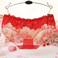 thumbnail image 3 of Braguitas de malla de encaje para mujer, color blanco, como se describe rojo, 3 of 9