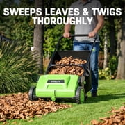 Steelite Push Lawn Sweeper,21-inch Leaf & Grass Collector, Leaf Sweeper for Lawn ,Heavy Duty Thickened Steel Durable to Use with Large 3.6 cu. ft. Mesh Collection Hopper Bag, 2 Spinning Brushes