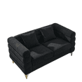 thumbnail image 5 of Yardi Yarda 60 Inch Oversized 2 Seater Sectional Sofa, Comfort Fabric Sectional Sofa with 2 Pillows, Deep Seating Sectional Sofa, Soft Sitting for Indoor, Black, 5 of 12