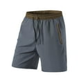 thumbnail image 3 of Summer Shorts Mens with Pockets Big and Tall Elastic Waist Solid Color Pants for Outdoor Work Summer Men's Hiking Cargo Workwear Gifts for Men Gray L, 3 of 5
