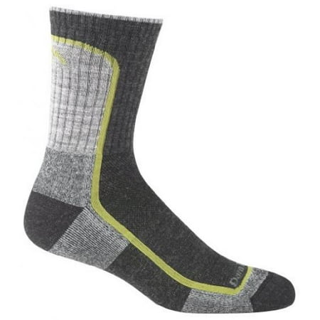 Darn Tough Vermont Men's Merion Wool Micro-Crew Light Cushion Hiking Socks, Charcoal/Lime, (Best Tough Mudder Socks)