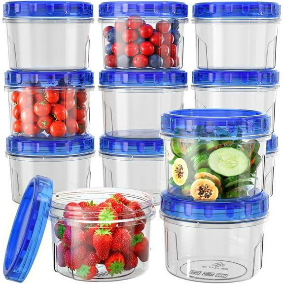 Airtight Plastic Freezer Storage Containers with Twist Top Lids – BPA-Free, Stackable & Leakproof, Microwave/Dishwasher Safe for Soup and Meal Prep