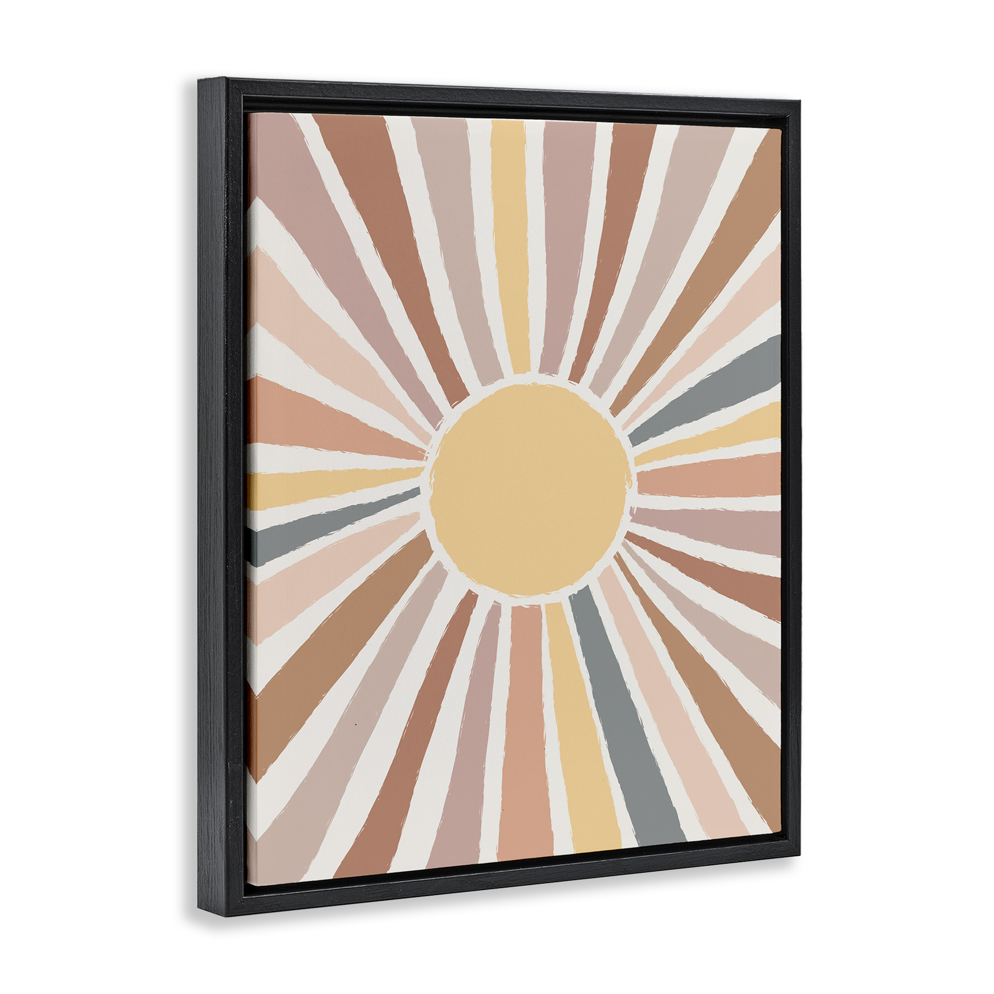 Stupell Industries Southwestern Desert Sun Rays Abstract Painting Black Floater Framed Canvas Art Print Wall Art, 25 x 31