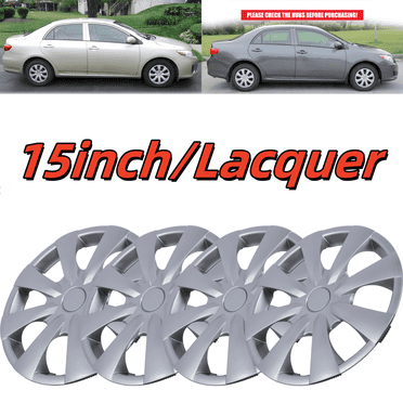 Hubcaps Wheel Covers 15 " Set of 4 for 2009-2019 TOYOTA COROLLA Snap on Installation ABS+PC Material (Lacquer)