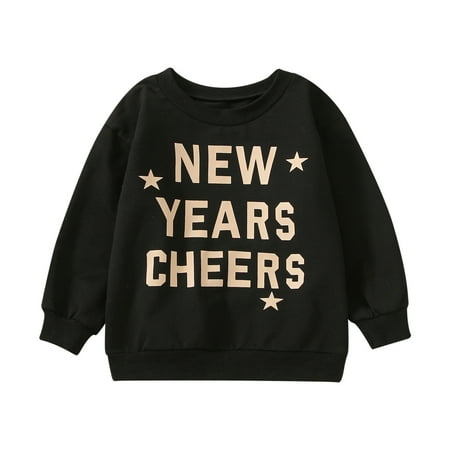 

LBECLEY Winter Clothes for Boys Toddler Girls Boys Winter Long Sleeved Letter Prints Hoodie Sweatshirt Outwear for Babys Clothes New Year Double Hooded Sweatshirt Kids Black 130