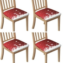 Red Christmas Snowflake Seat Covers for Dining Room Chairs Set Of 4,Stretch Printed Washable Chair Seat Cover with Elastic Ties and Button,Removable Waterproof Couch Cushion Covers