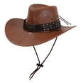 thumbnail image 4 of Sombrero de vaquero occidental para hombre, sombrero informal de vaquera para actuaciones escénicas, compras y cosplay. Caqui oscuro, 4 of 9