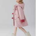 thumbnail image 4 of Mercatoo Teen Girls Winter Dress Coat Fleece Lined Button Peacoat with Hooded Kids Warm Long Jackets Casual Fuzzy Overcoat, 4 of 9