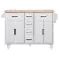 thumbnail image 6 of DEALTOPS Rolling Kitchen Island Storage Cart with Power Outlet, Drop Leaf, 5 Drawers & 2 Cabinets, White, 6 of 11