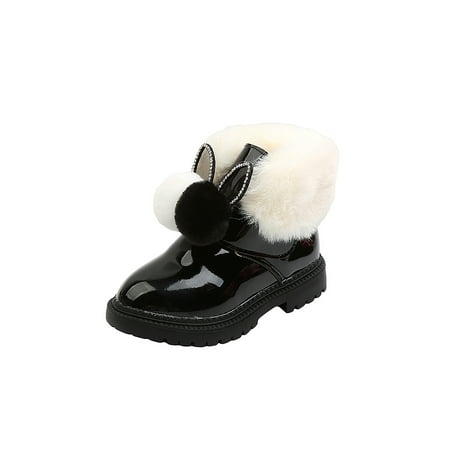 

Harsuny Girls Walking Casual Winter Boots Comfort Pull On Short Bootie Outdoor Breathable Shiny Snow Boot Black 6.5C