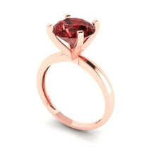 3.0ct round cut red natural garnet 14k rose gold Bridal Wedding Engagement Promise Anniversary Ring for Women size 6.25