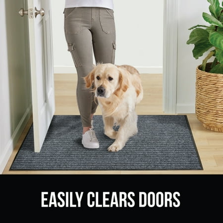 GORILLA GRIP Door Mat, Waterproof, Traffic Guard Commercial Office Doormat, 35x23, Gray
